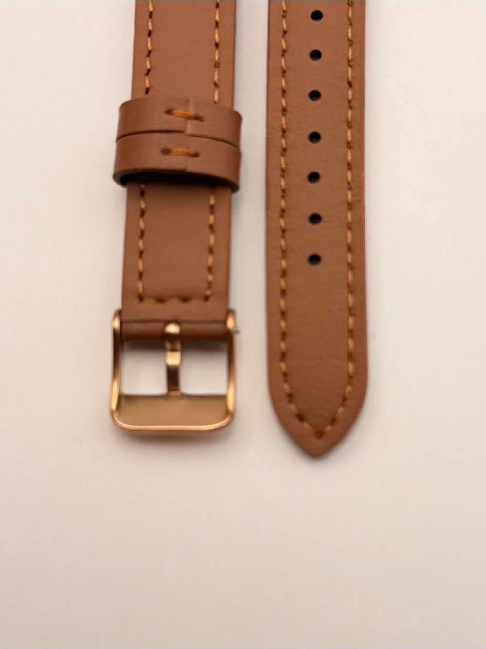 Leather Band, 18mm, quick fit, brown & gold, new